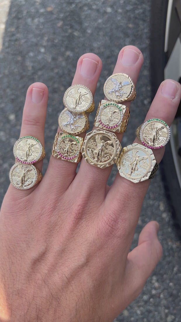 10k Solid Gold MEXICAN CENNTENARIO 50 COIN NUGGET Ring (10g