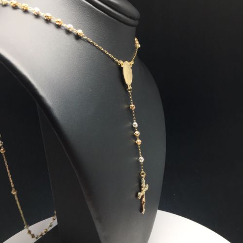 Gold Plate Virgin Mary Rosary Necklace Virgen de Guadalupe Rosario