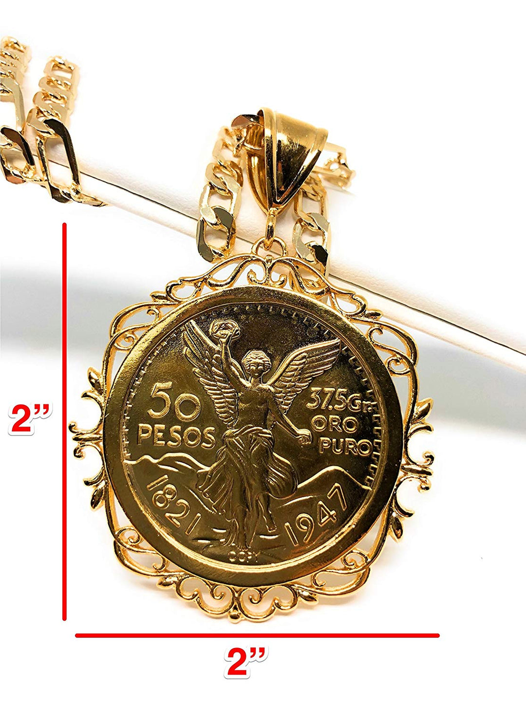 Gold Plated Mexican Centenario Coin Pendant Chain Centenario Necklace –  Fran & Co. Jewelry Inc.