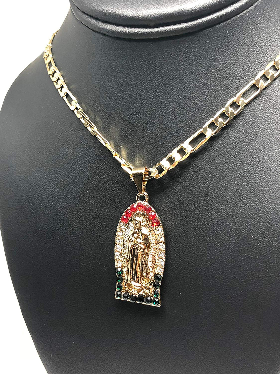 Gold Plated Virgin Mary Pendant Necklace Virgen de Guadalupe