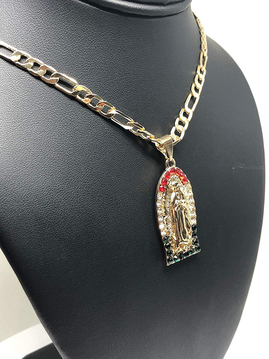 Gold Plated Virgin Mary Pendant Necklace Virgen de Guadalupe