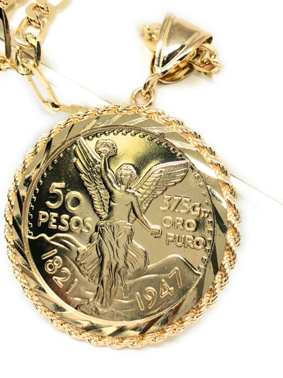 Mexican Centenario Coin Pendant Necklace Chain