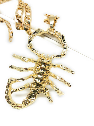 Gold Plated Big Scorpion Pendant Necklace 26" Alacran Grande Oro Laminado Cadena 26" - Fran & Co. Jewelry