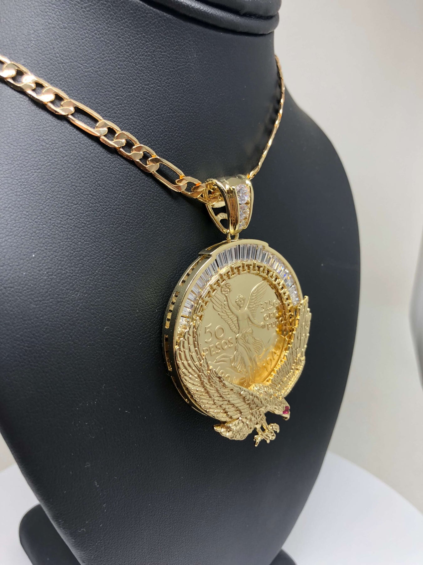 Chapado en oro Centenario mexicano Moneda Cadena Centenario Collar – Fran & Jewelry