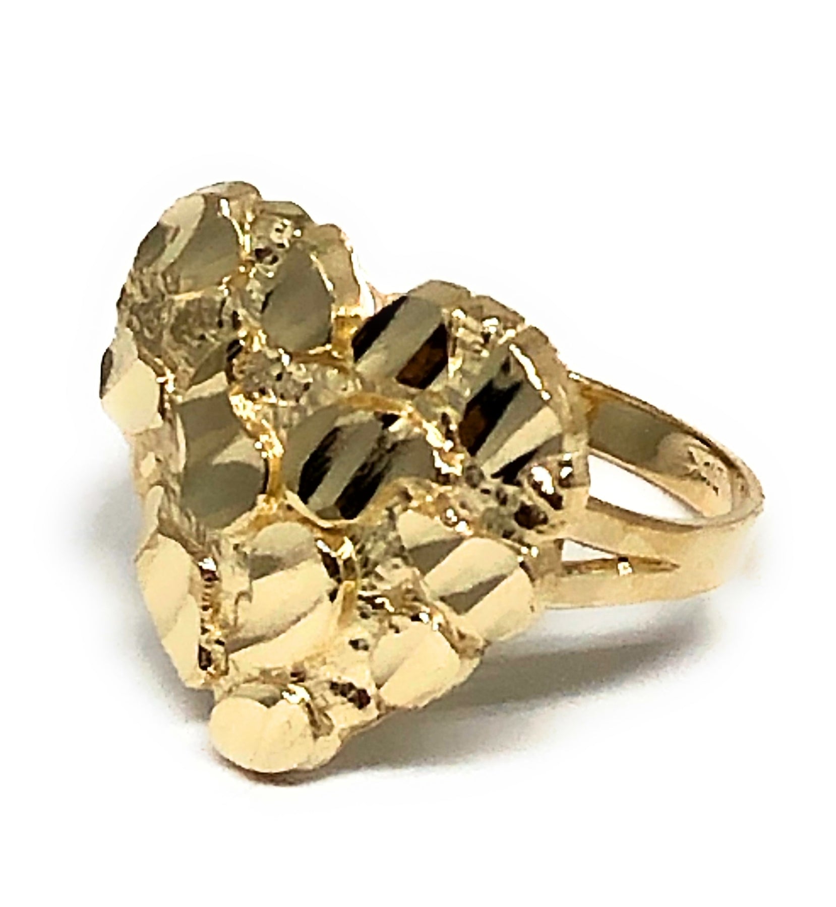 14k Yellow Gold Nugget Style Heart Ring