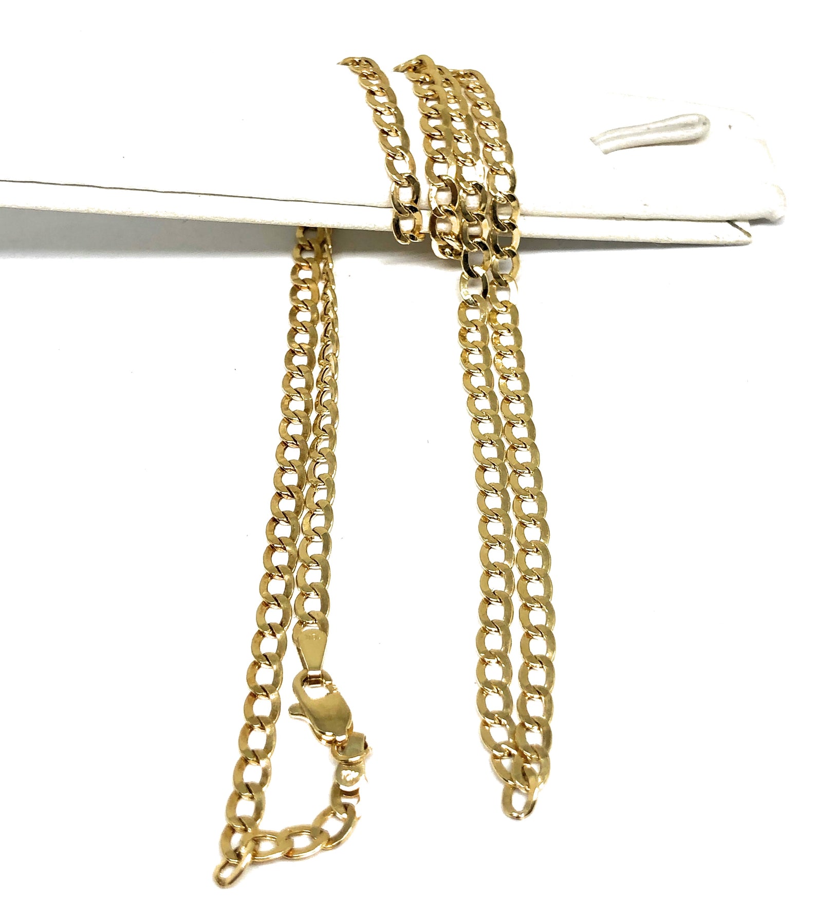 14k Solid Yellow Gold Cuban Curb Link Necklace – 24 Inches, 3.6mm Width, No Stone