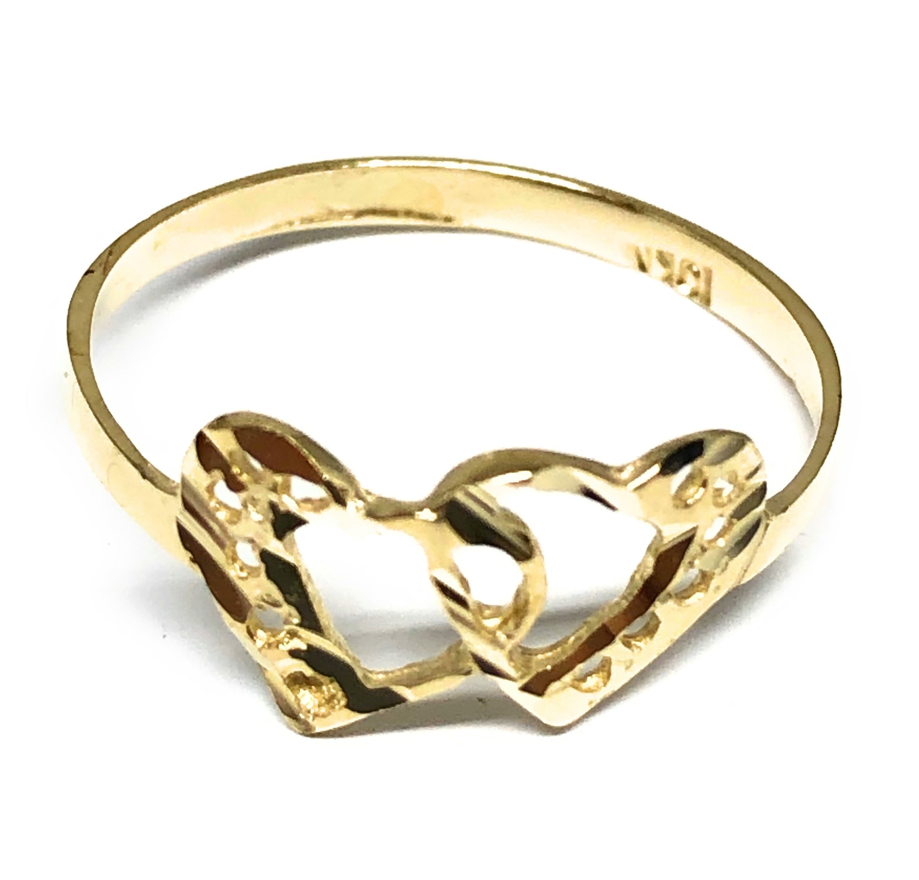 DOUBLE HEART RING 14K SOLID YELLOW GOLD * NEW WITH TAG * Made in USA | eBay