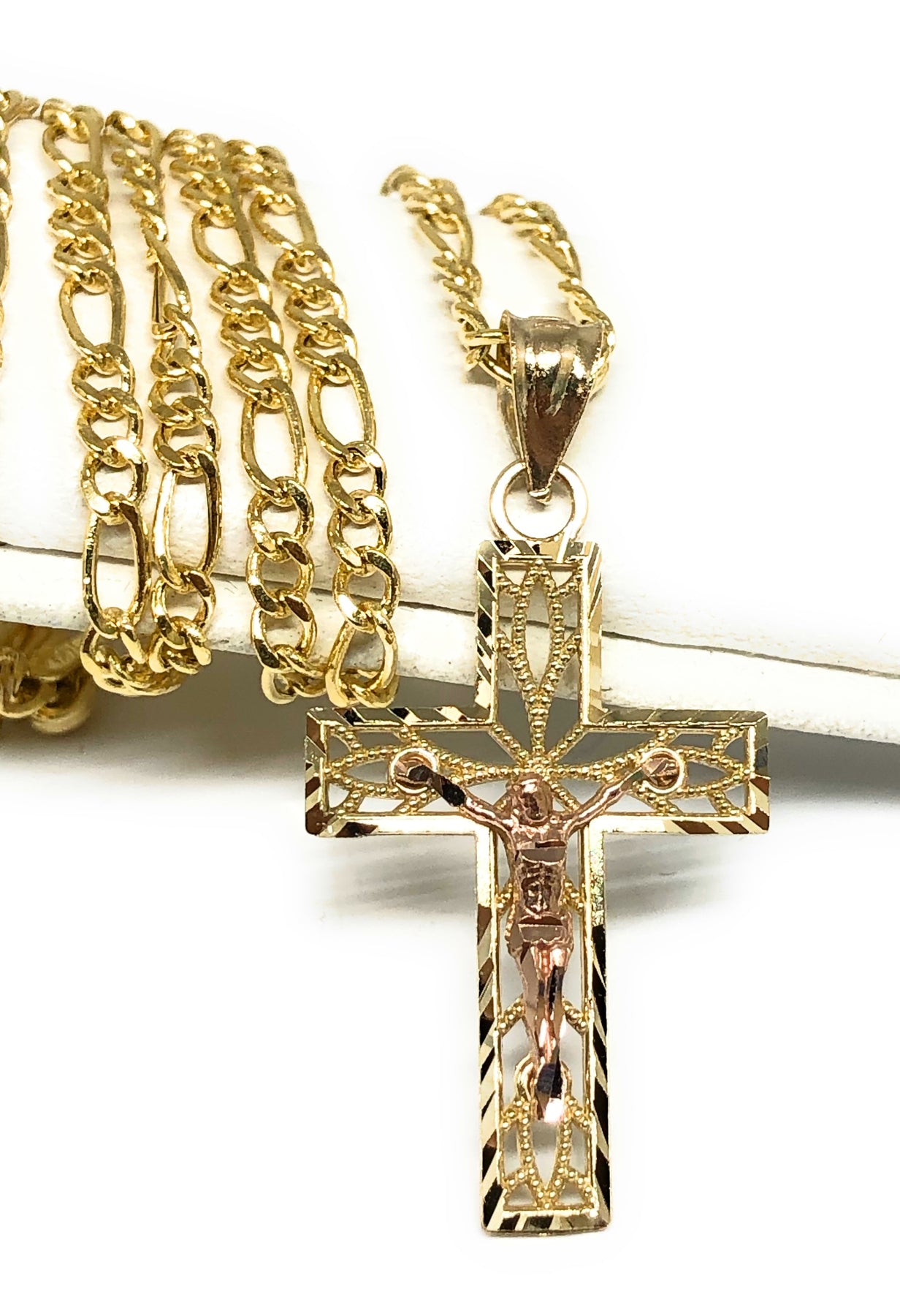 9ct Gold Cross Crucifix Pendant – 35x22mm Polished Jesus Charm, Italy, Gift Boxed
