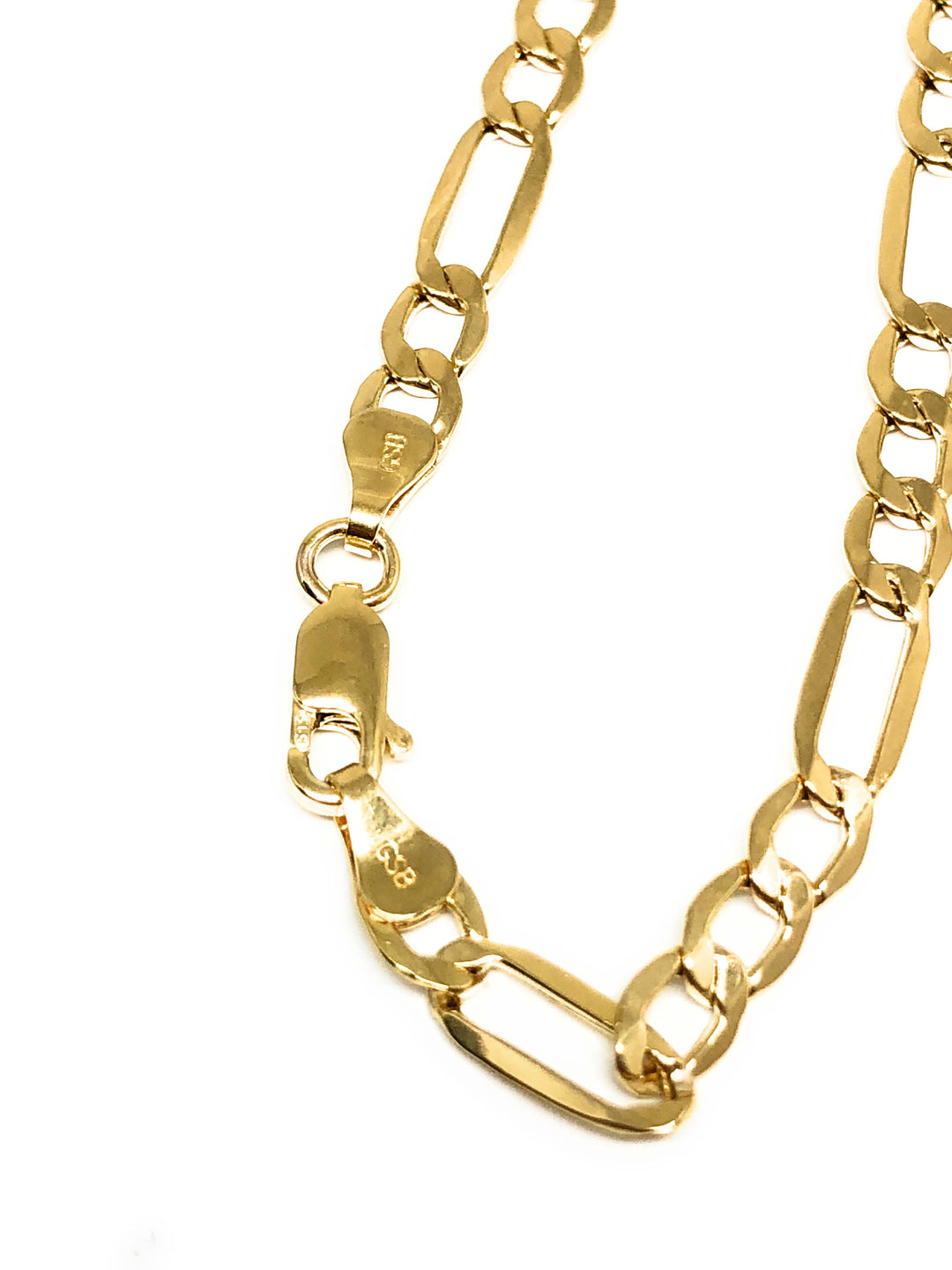 10k Solid Gold Figaro Chain 18-28 inches 4.5mm (Semi-Hollow Style