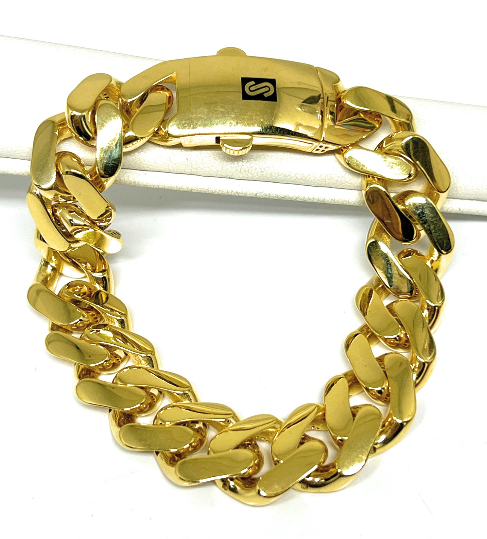 14K Chunky Cuban Link Chain Bracelet 14K Yellow Gold / 7.5 Inches by Baby Gold - Shop Custom Gold Jewelry