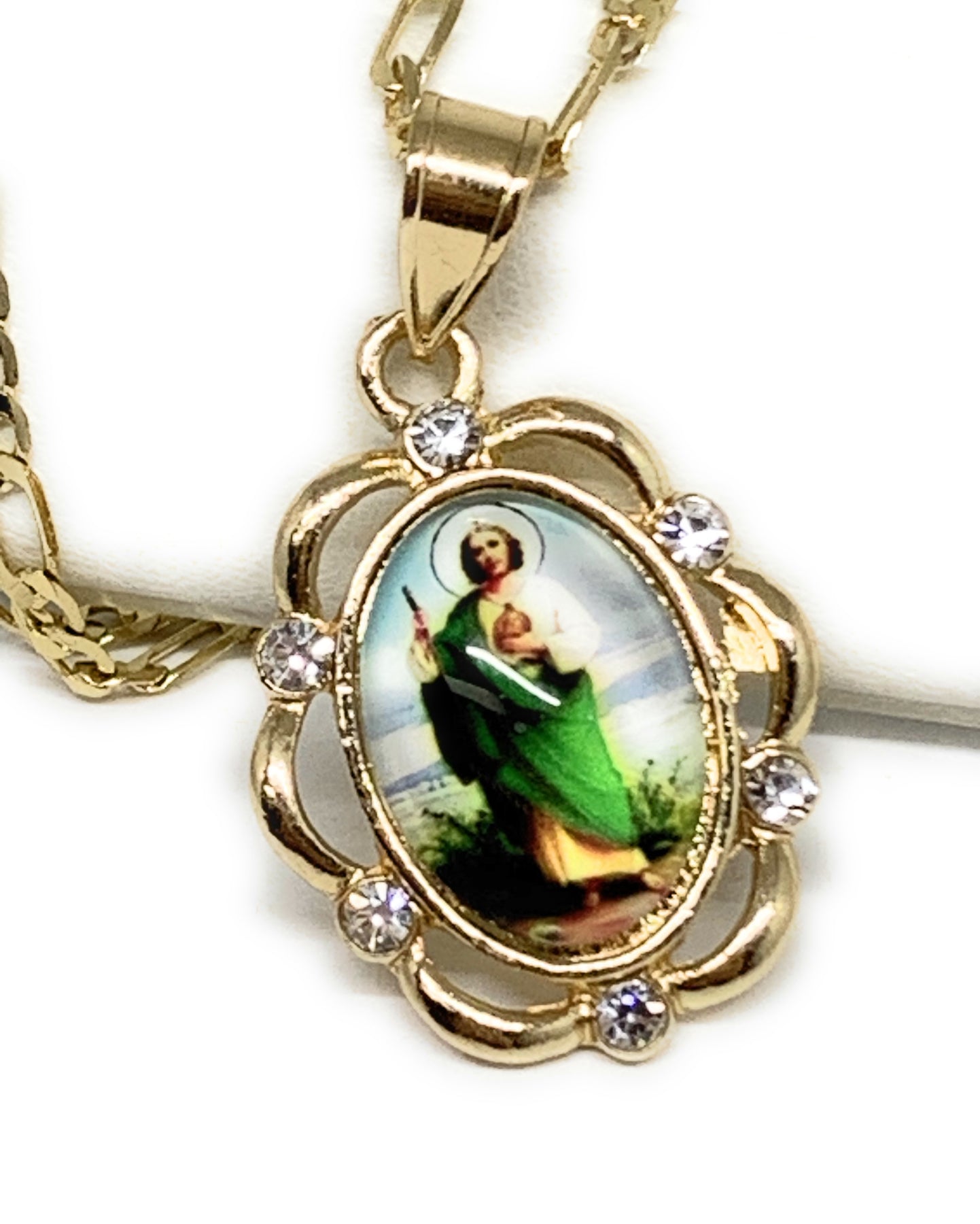Buy San Judas Tadeo Medalla - St. Jude Thaddeus Medal 14k Gold Plated Round  Pendant with 18 Inch Chain Online at desertcartINDIA