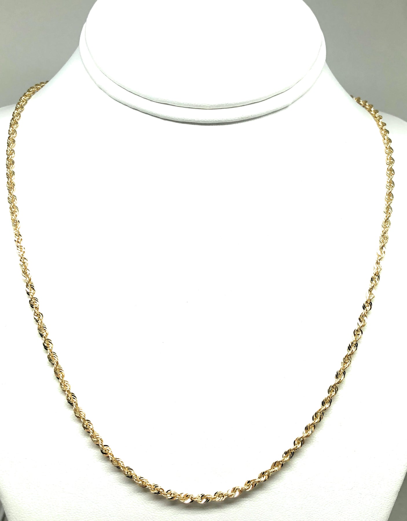14k Solid Gold Yellow Rope Chain 20-24 inches 3-3.3mm (Semi-Hollow Sty –  Fran & Co. Jewelry Inc.