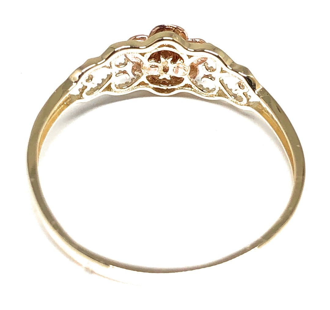 14k Solid Gold Yellow & Rose Gold Flower Ring (FC 189