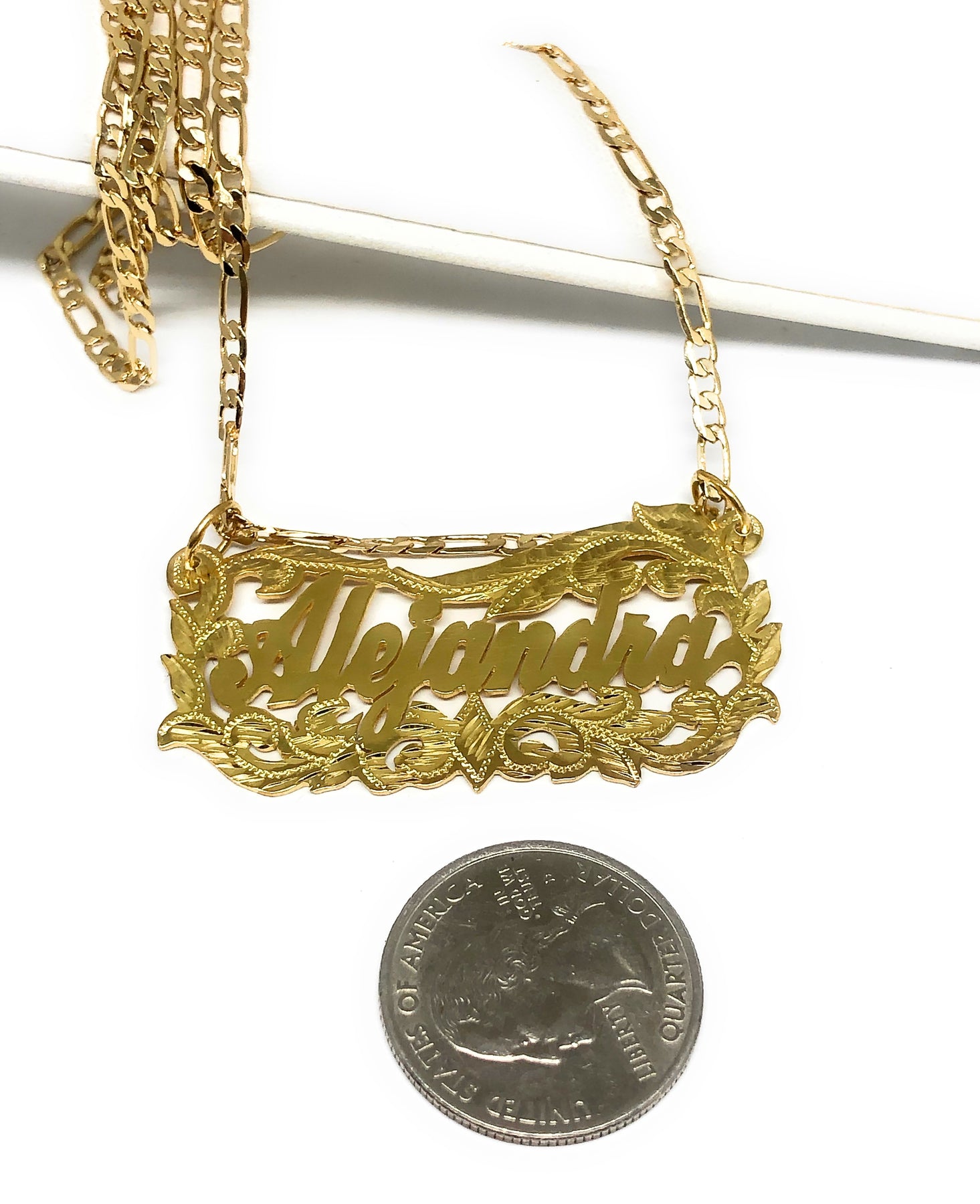 Gold Plated Silver CUSTOMIZED CURSIVE ELEGANT Nameplate Necklace With ...