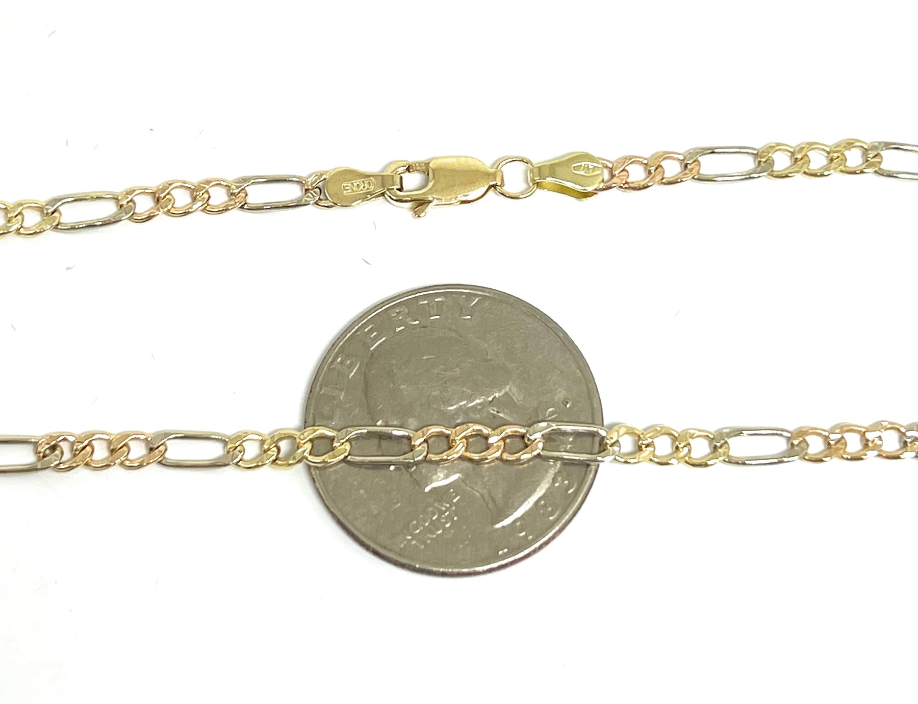 10k Oro Figaro Cadena de Diamante (Blanco Oro) de 18 a – Fran & Co Jewelry