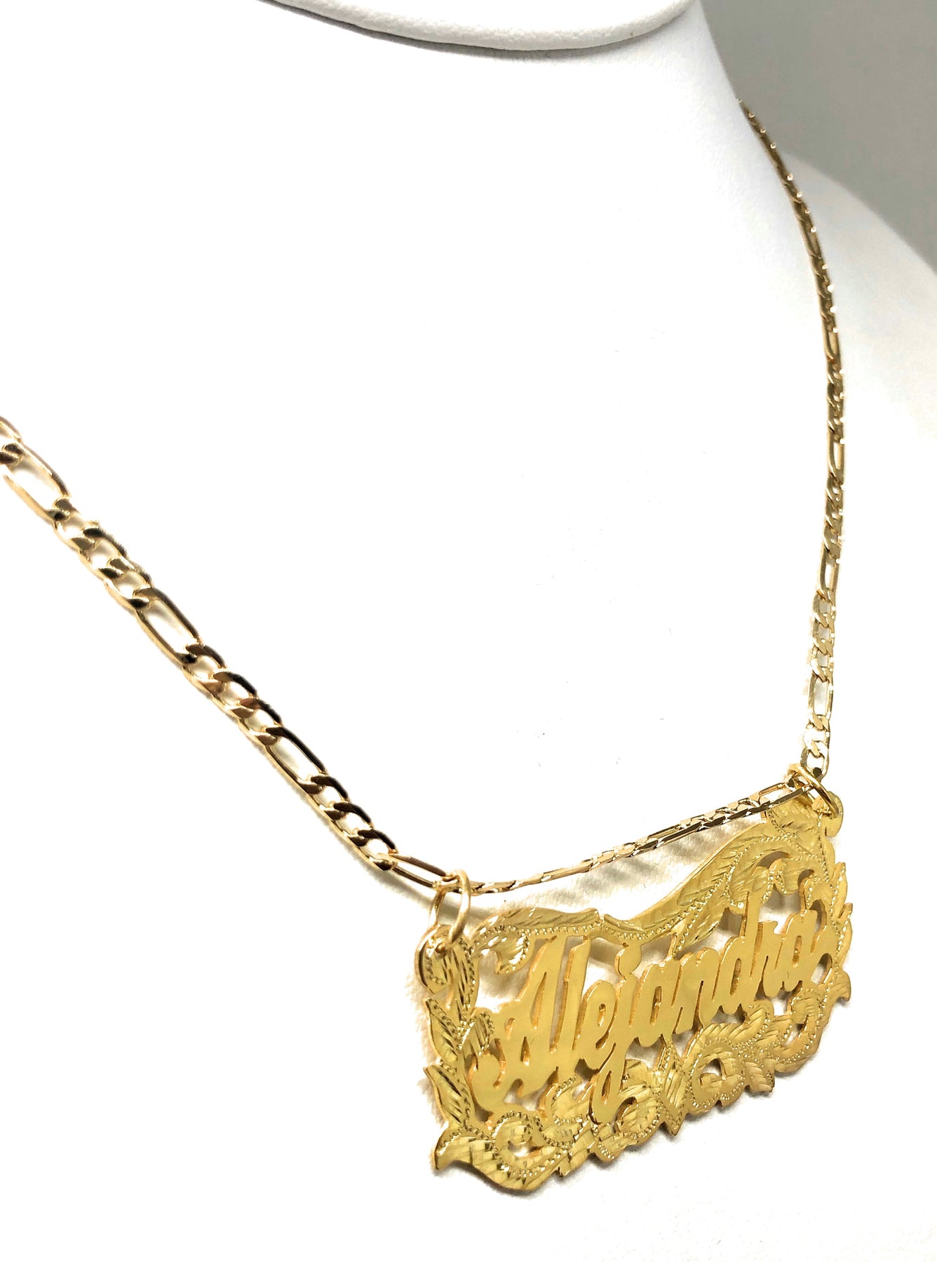 Gold Plated Silver CUSTOMIZED CURSIVE ELEGANT Nameplate Necklace With ...
