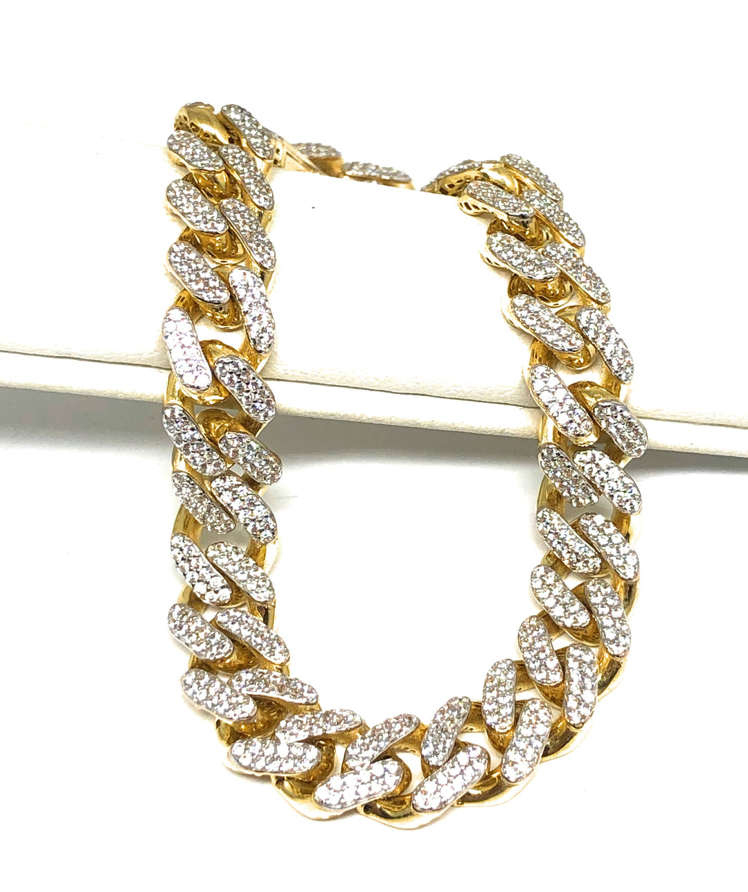 Swarovski Cuban Link Necklace 10k Solid Gold Monaco