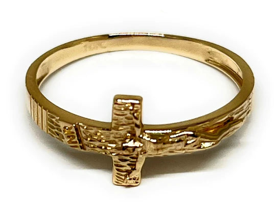 INRI Jesus Cross Ring Solid 14k Yellow Gold Crucifix Band Diamond Cut  Polished Genuine 11MM - Walmart.com