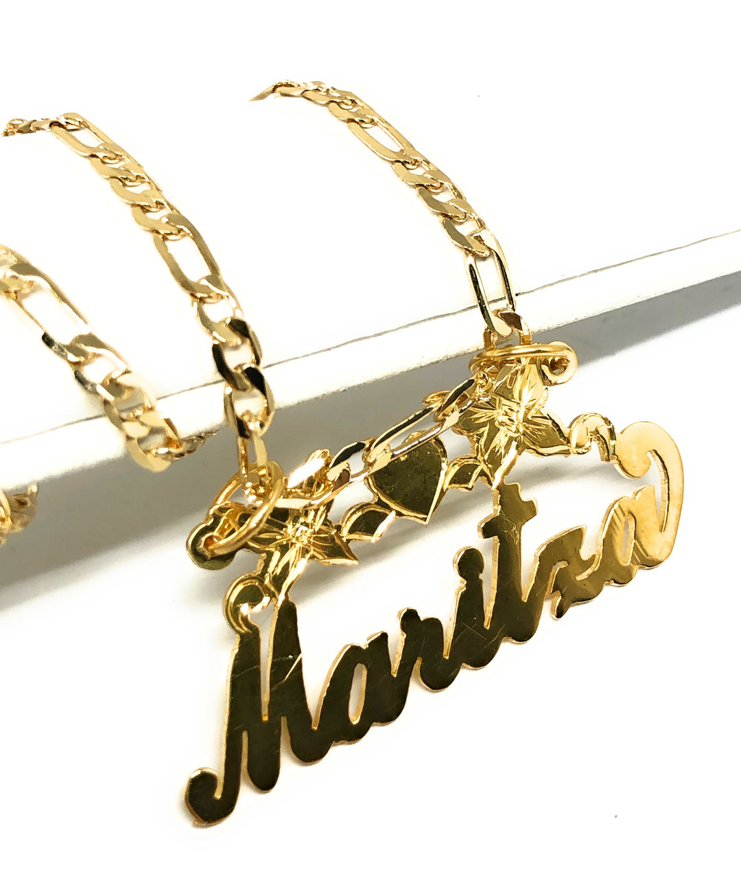 Personalized 14k Gold Plated Name Necklace, Glitter Background, Any Name/Color-1210812