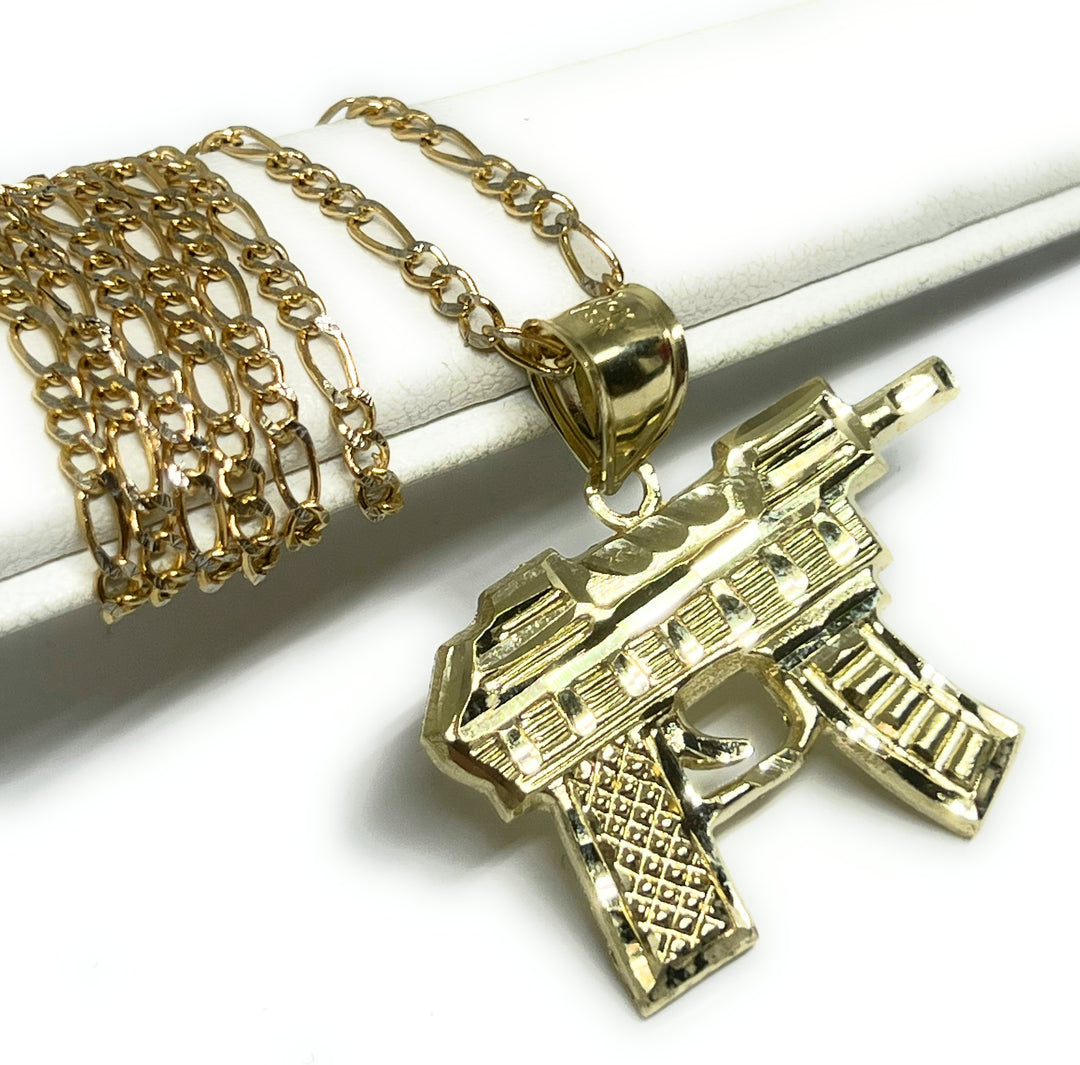 10k Solid Gold Yellow Machine Gun UZI Pendant Necklace – Fran & Co