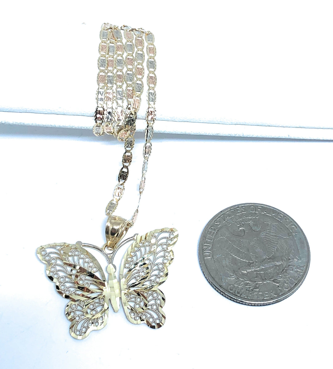 Dazzlingrock Collection Marquise Gemstone Butterfly Pendant Necklace - 6x3mm Stone, 18" Silver Chain, In 10K/14K/18K Gold Or Sterling Silver