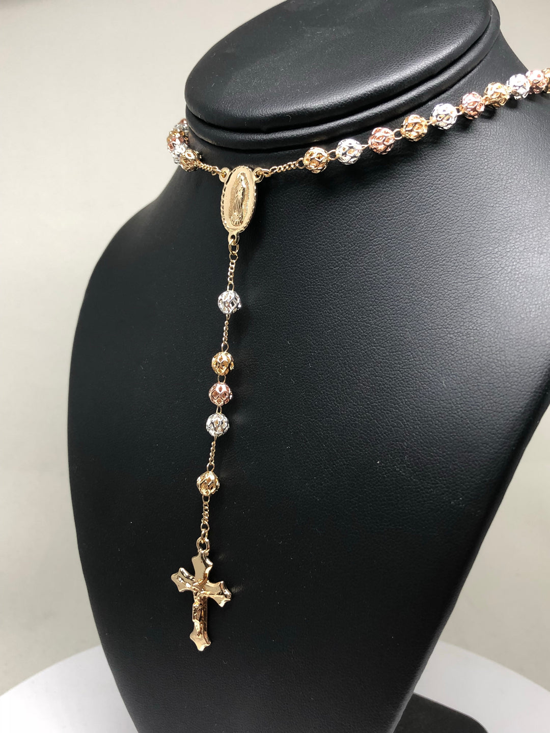 Gold Plate Virgin Mary Rosary Necklace Virgen de Guadalupe Rosario
