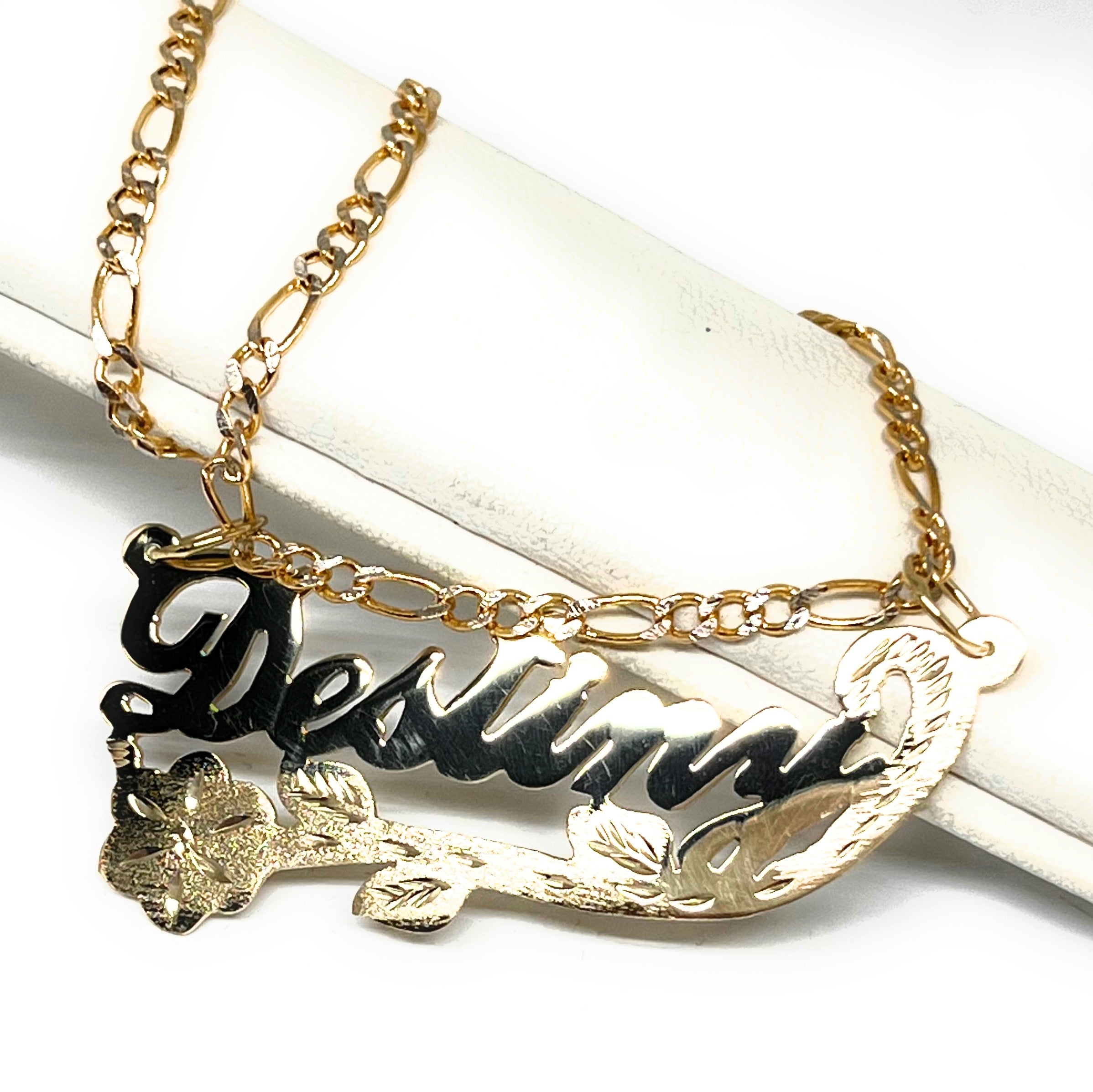Near Me Gold Name Plate Necklace 24K Gold Plated Personalize