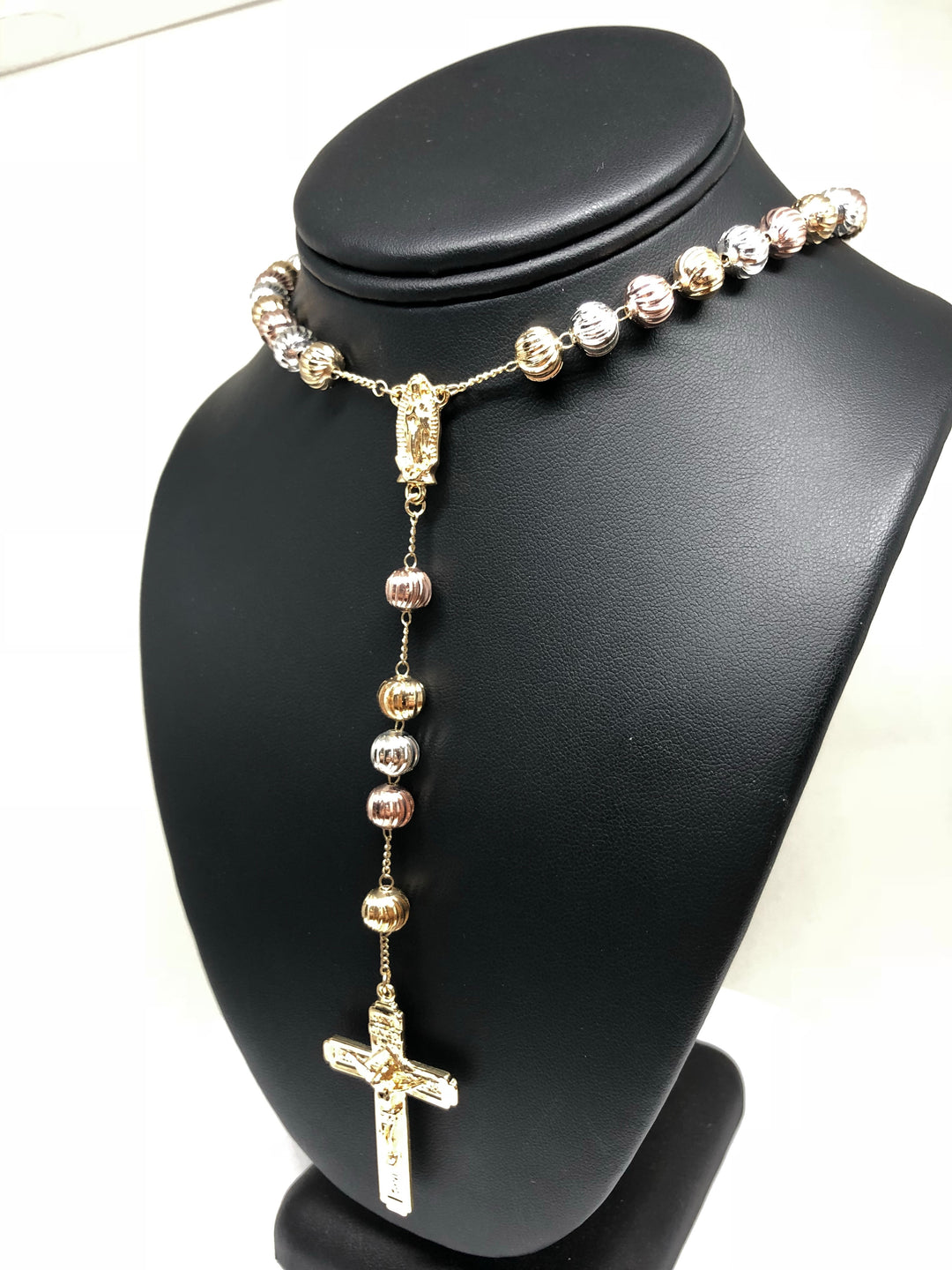 Gold Plate Virgin Mary Rosary Necklace Virgen de Guadalupe Rosario