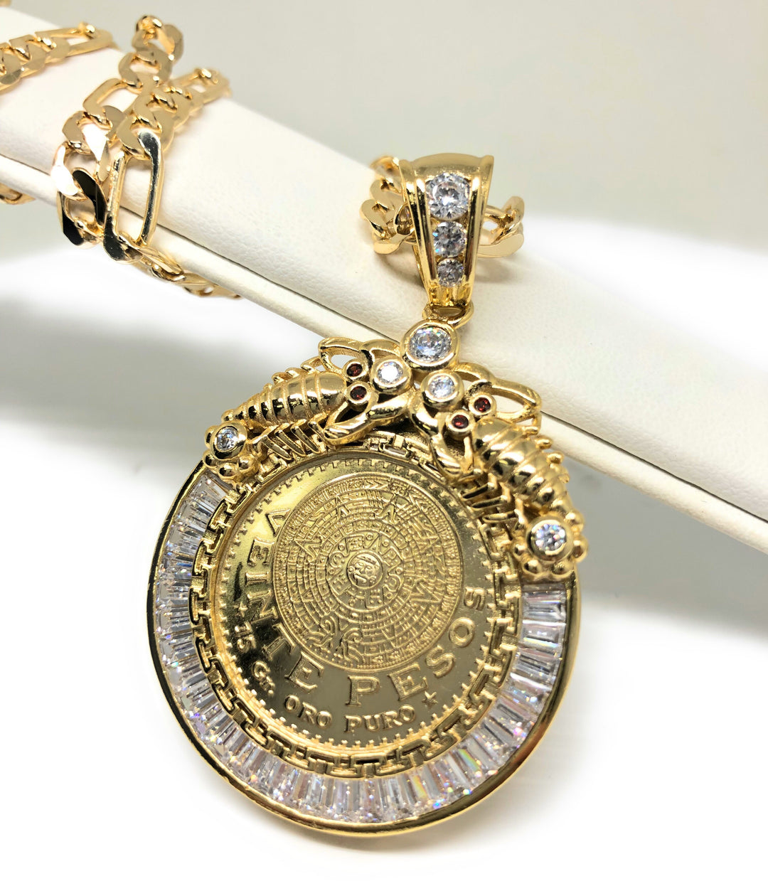 Gold Plated Mexican Centenario Coin Pendant Chain Centenario
