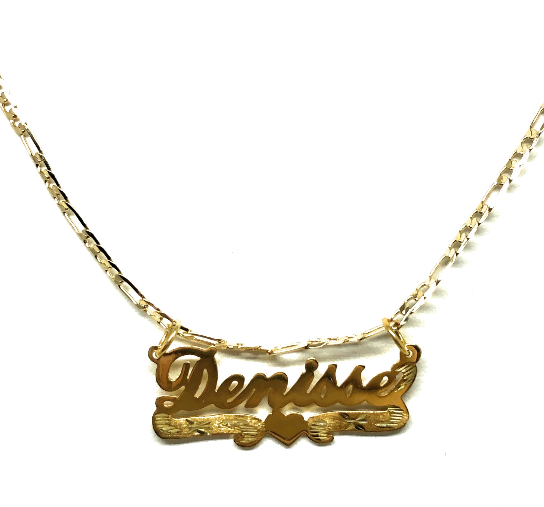 Gold Plated Silver CUSTOMIZED CURSIVE with HEARTS Nameplate Necklace W ...