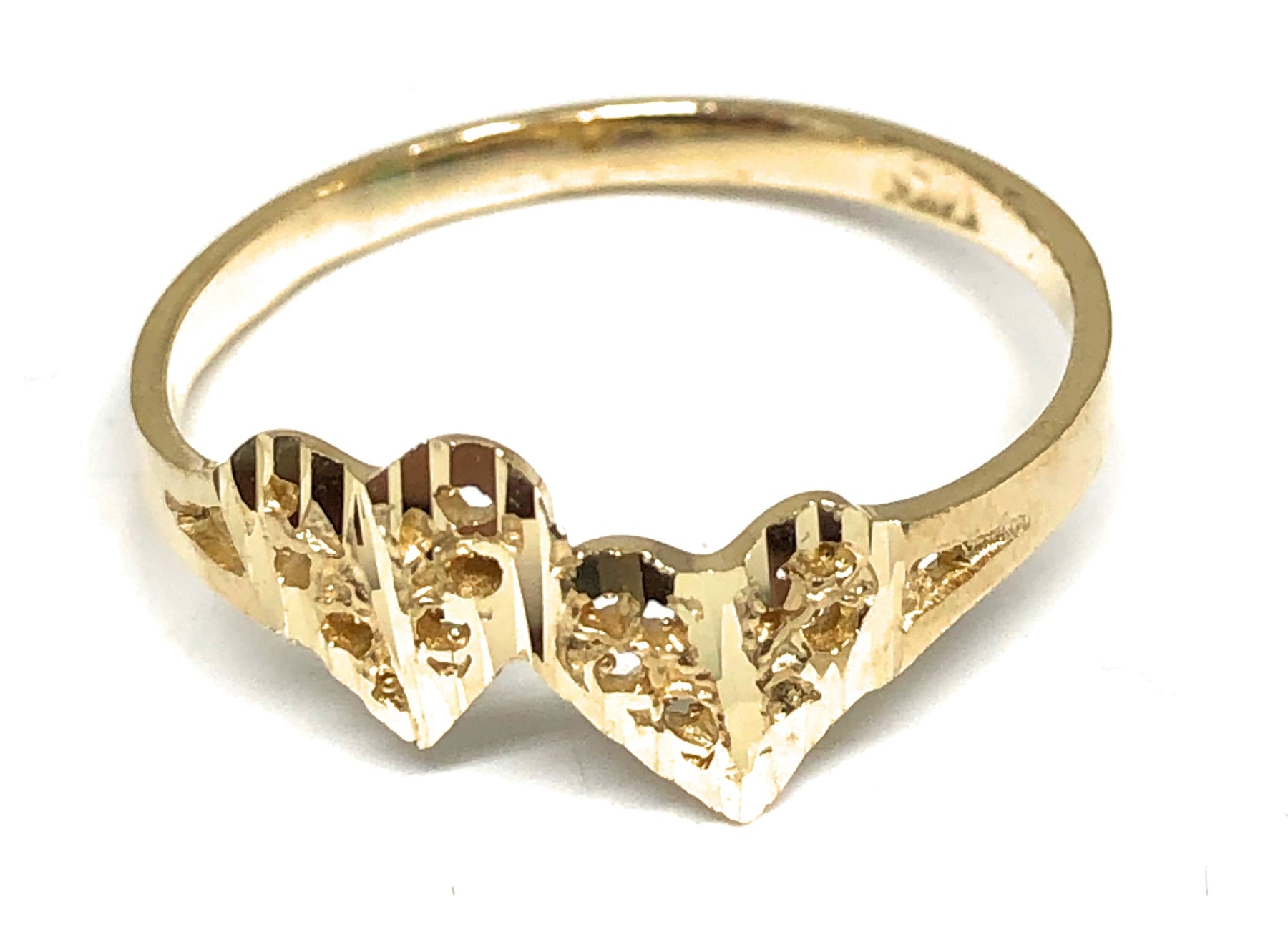 Two Hearts Gold Ring with Smaller and Larger Heart | Mix & Match Solo –  Divina Jewelry