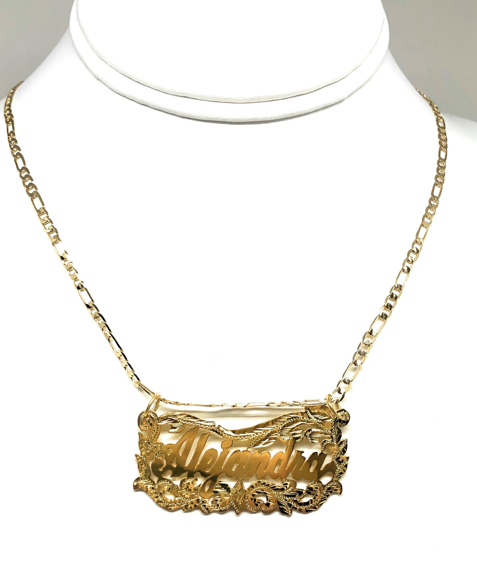 Gold Plated Silver CUSTOMIZED CURSIVE ELEGANT Nameplate Necklace With ...