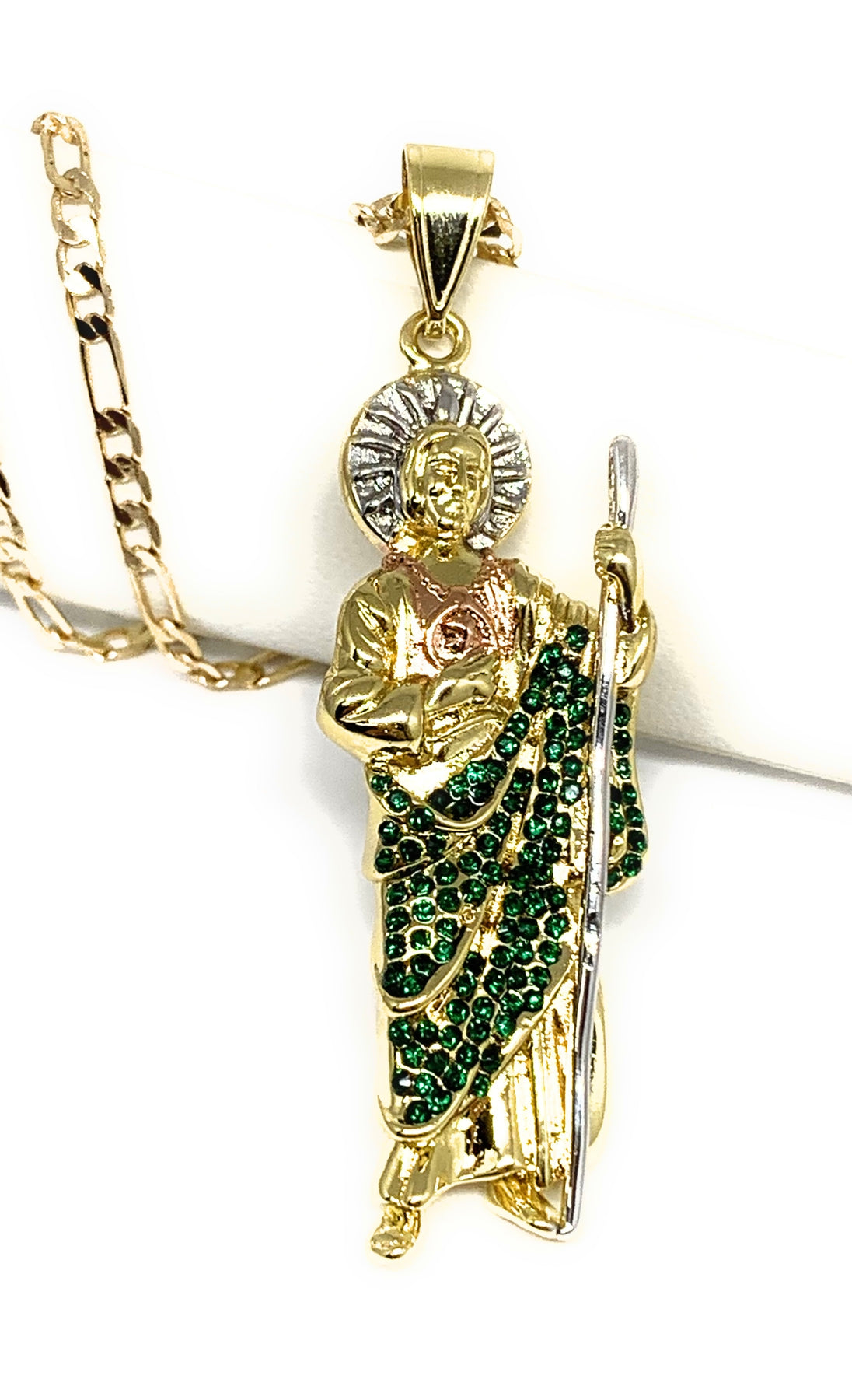 San Judas Tadeo Flores Medalla Saint Jude Pendant With 26″ Italian Figaro  Chain Link – Urban Fashion Jewelry