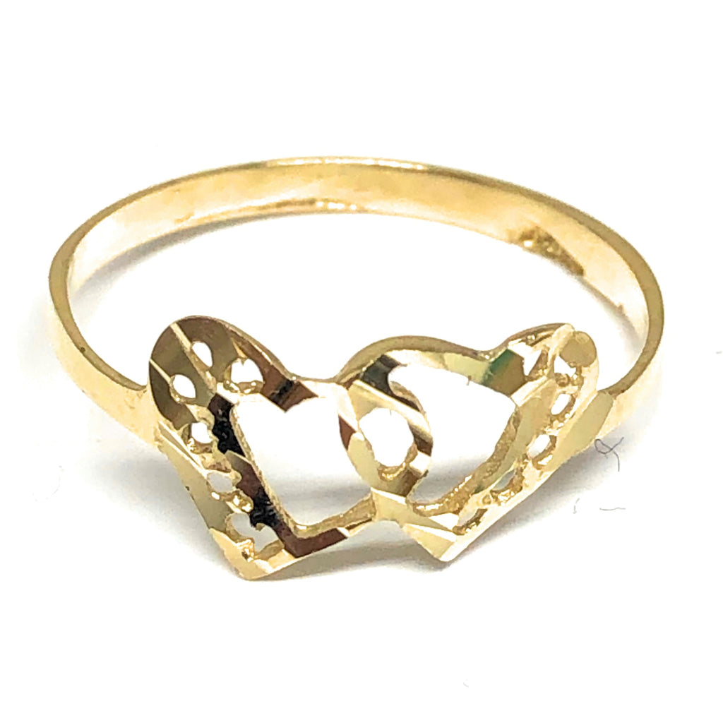 Buy 14K Yellow Gold Double Heart Cut-out Ring Online in India - Etsy