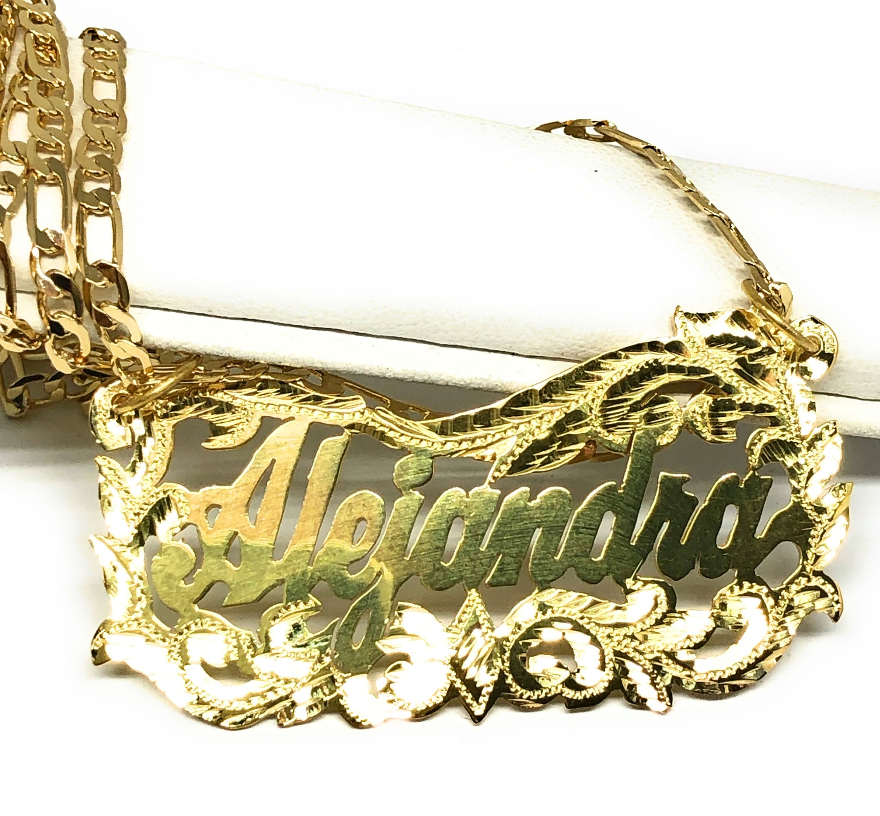 Gold Plated Silver CUSTOMIZED CURSIVE ELEGANT Nameplate Necklace With ...