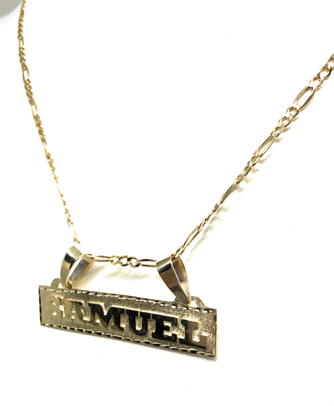 10k Solid Gold Yellow Custom Nameplate Pendant Necklace with Chain