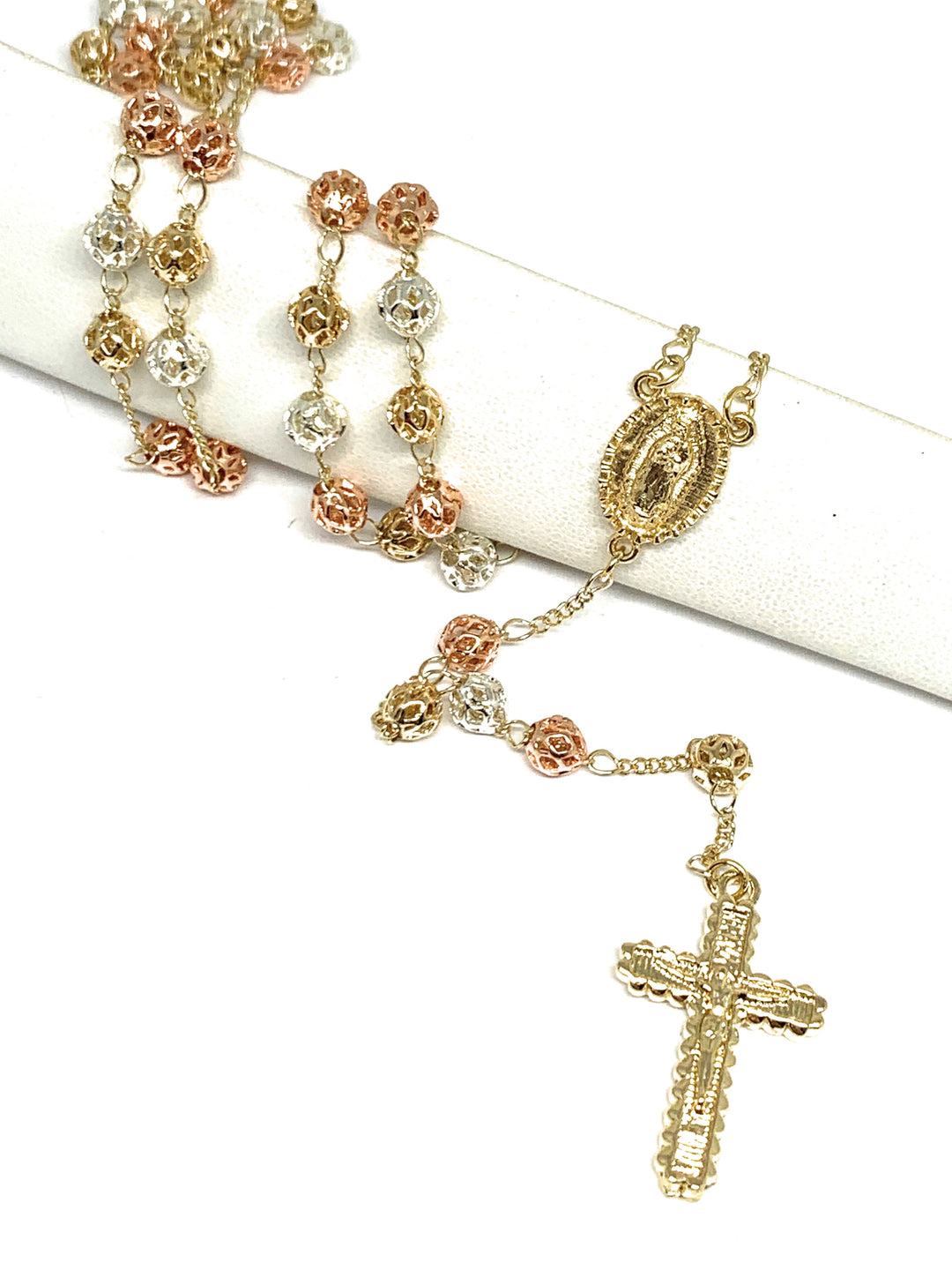 Gold Plate Virgin Mary Rosary Necklace Virgen de Guadalupe Rosario