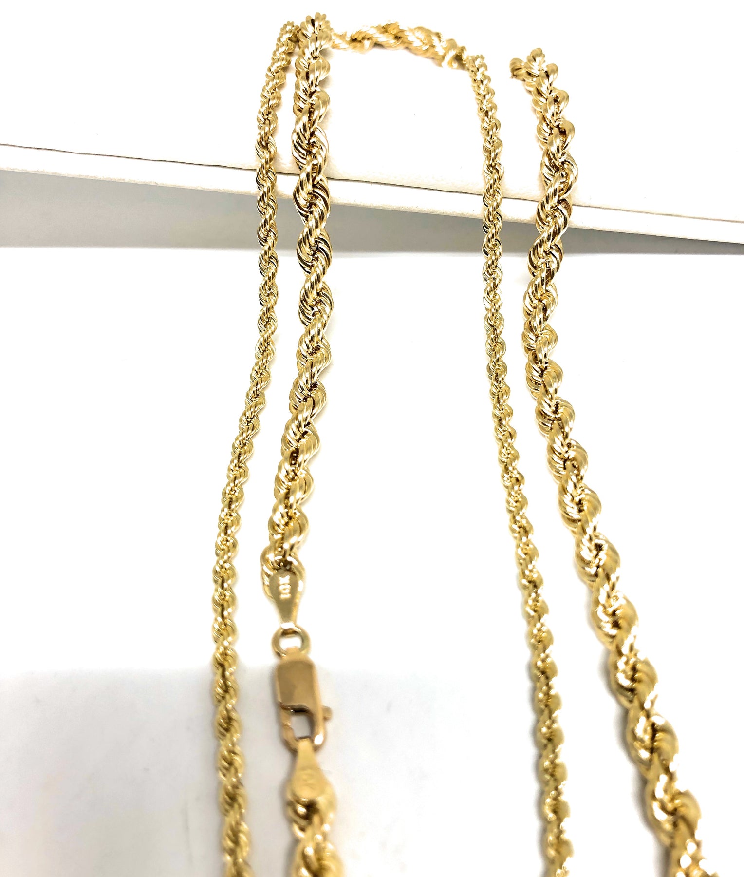 10k Solid Gold Yellow Rope Chain 24 - 26 inch | 4mm - 5mm width (Semi ...