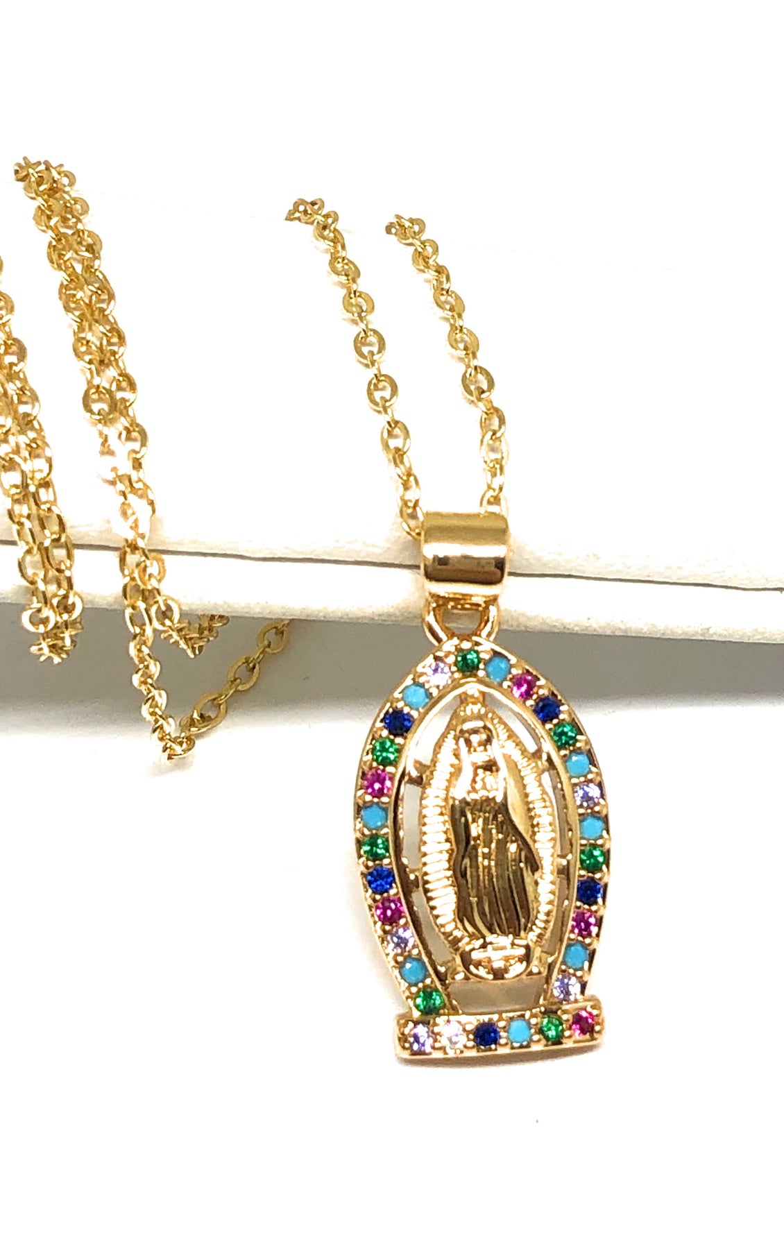 Seis reporte cuscús Oro plateado Virgen María colgante colgante Virgen de Guadalupe colgante –  Fran & Co Jewelry