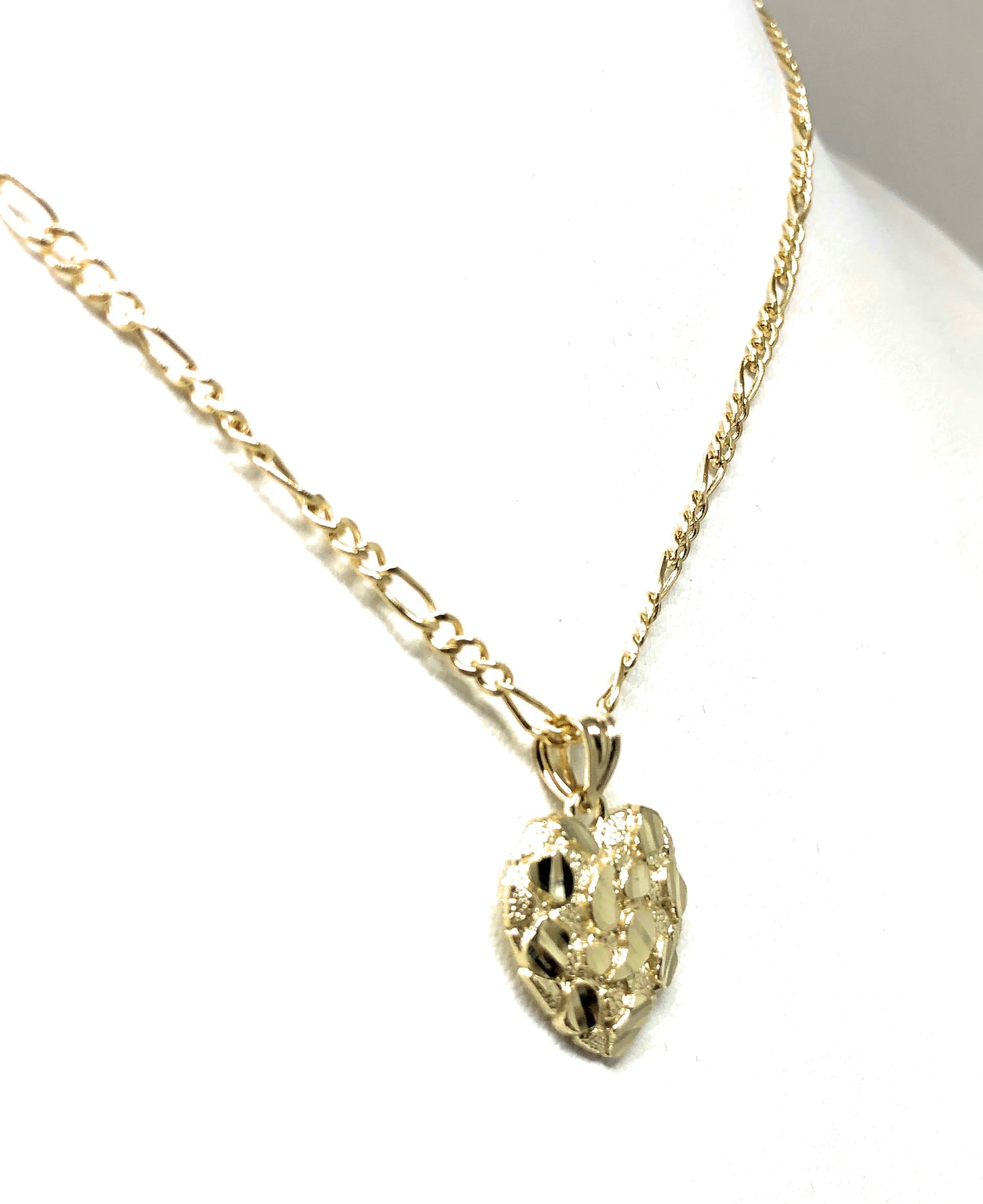 Gold Nugget Necklace, Gold Nugget Heart, 1mm Curb Chain With Design,  Women's Gold Nugget Necklace, 14k Heavy Plated Gold, Beautiful - Etsy  Australia
