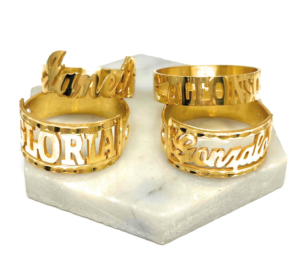 LEE115 10k Gold 12mm Effortless Name Ring – Lee Jewelry