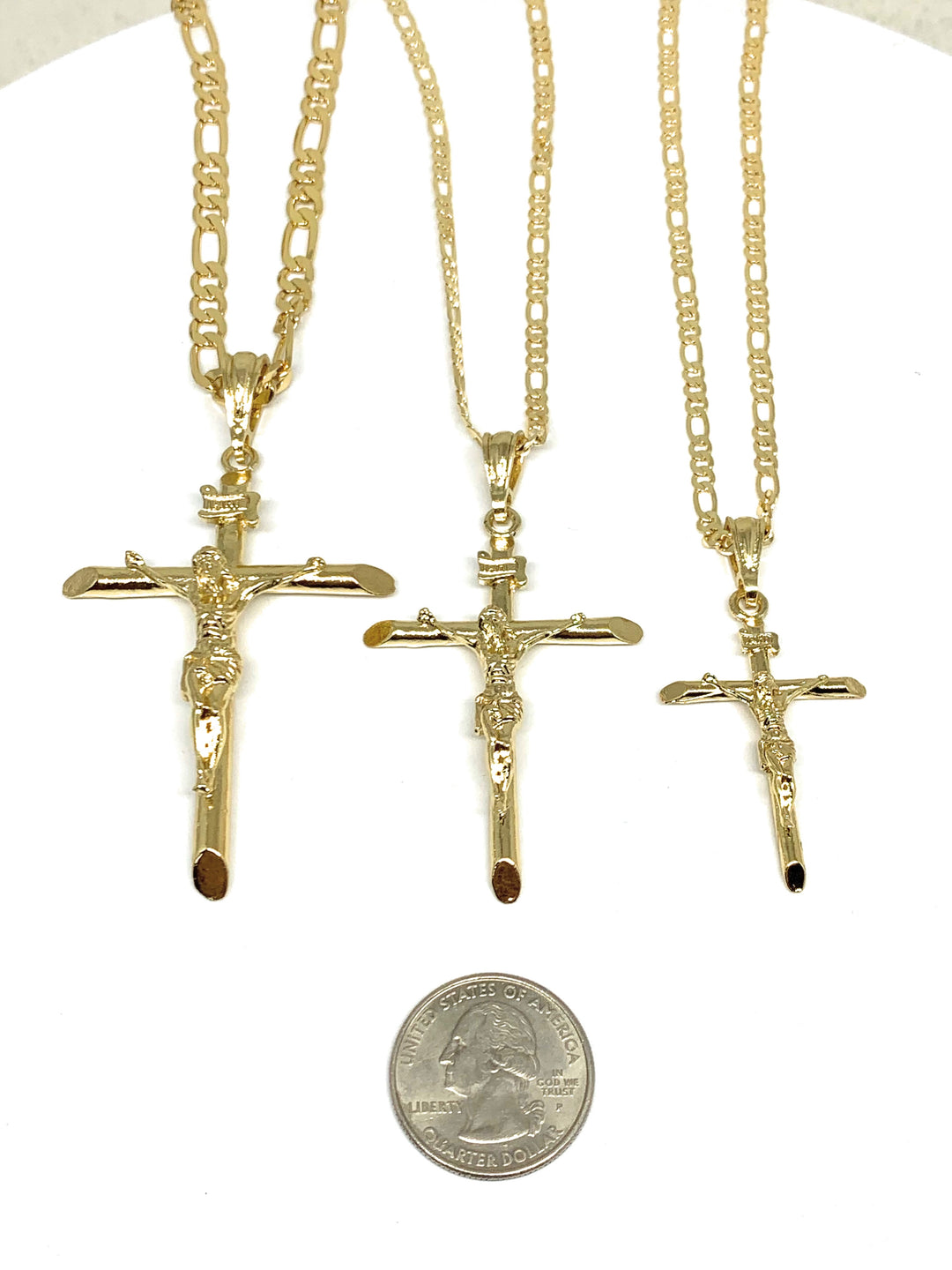 Gold Plated Classic INRI Cross Jesus Crucifix 24