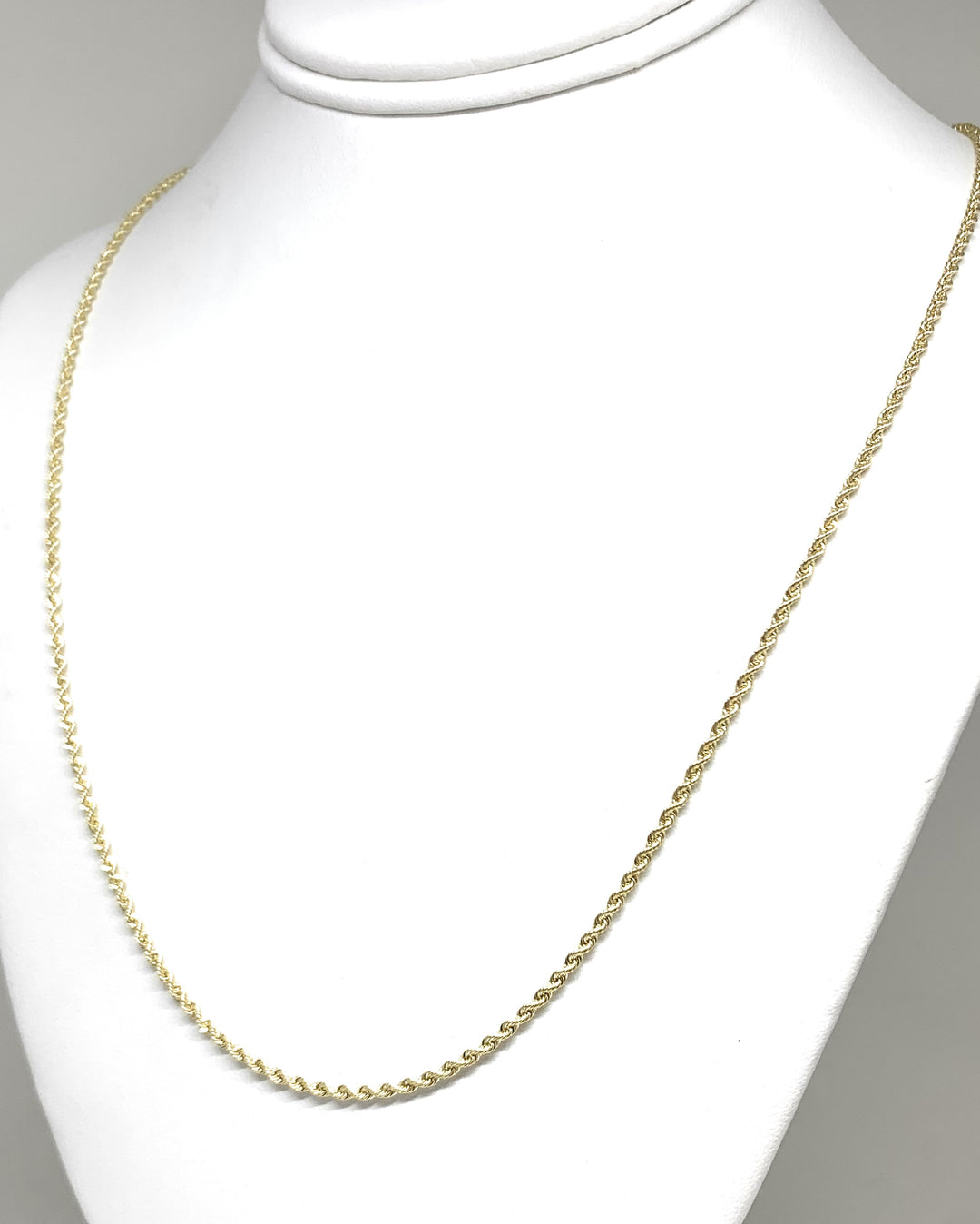 10k Solid Gold Yellow Rope Chain 16-26 inches 2mm (Semi-Hollow