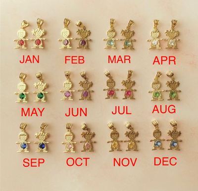 5-Piece Kids Birthstone Charm Set - Gold Plated Resin Pendants For Boys Or Girls