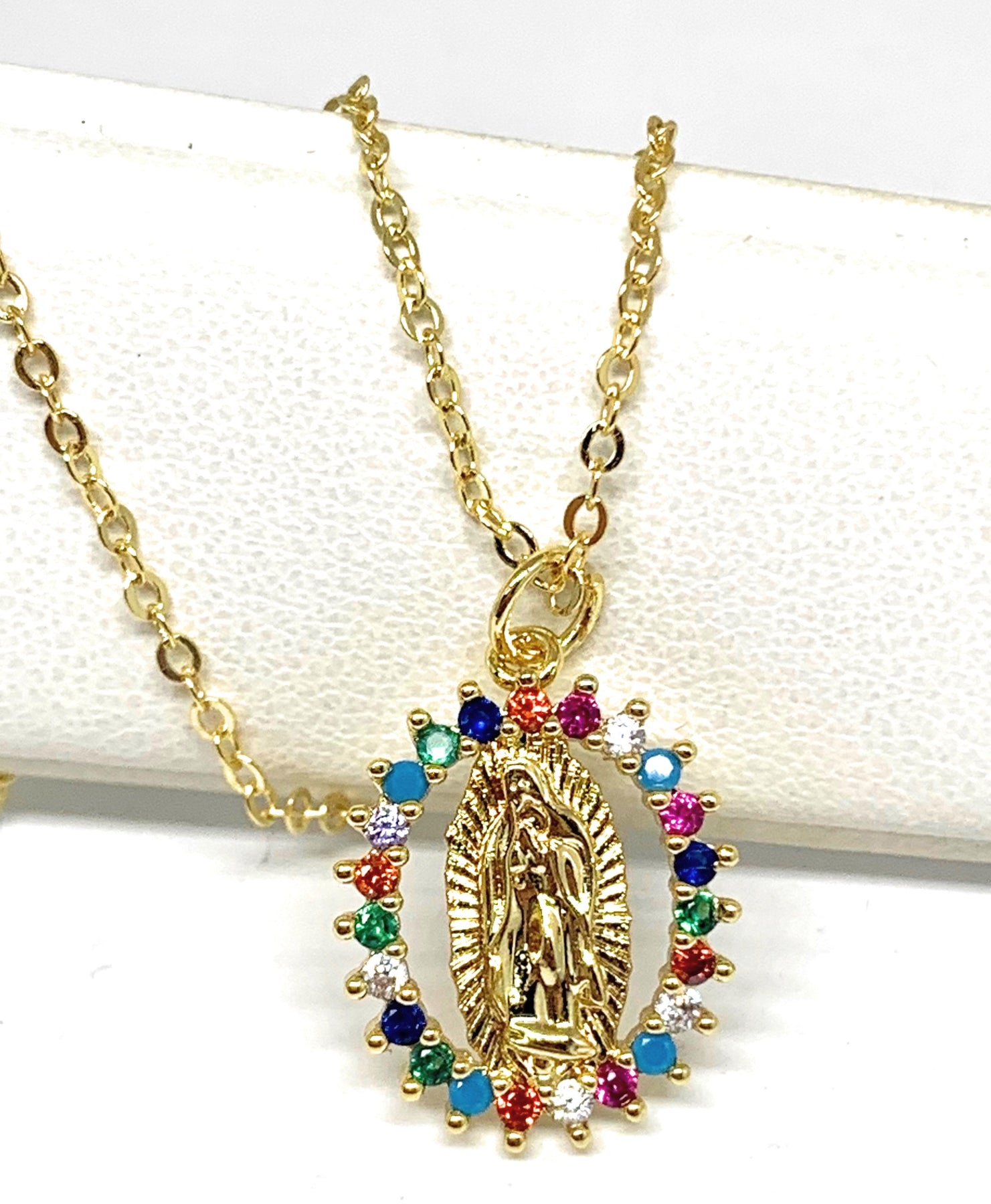 Gold Virgin Mary Necklace - Micro Guadalupe Piece - IF & Co.
