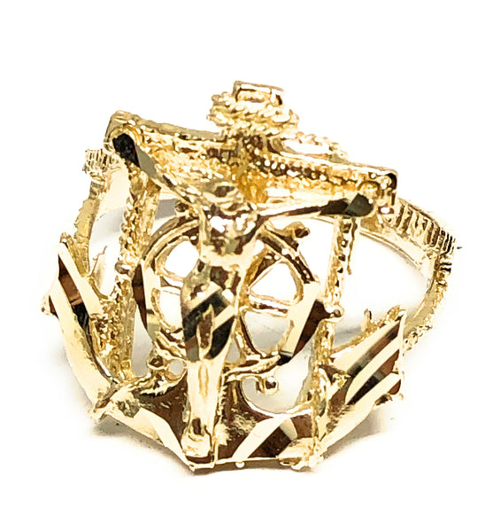 Men's 14k Yellow Gold Plated Anchor Cross Ring – Religious Christian Jewelry