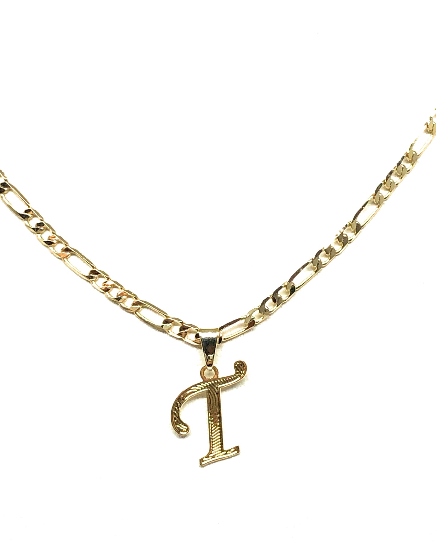 Gold Plated CUSTOMIZED Cursive Initial Letter Pendant With Figaro Chai ...