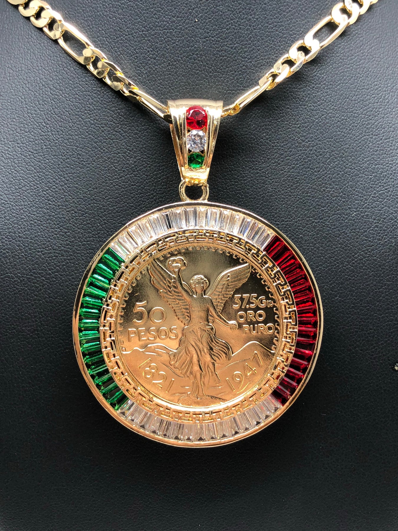 Gold Plated Mexican Centenario Coin Pendant Chain Centenario Necklace
