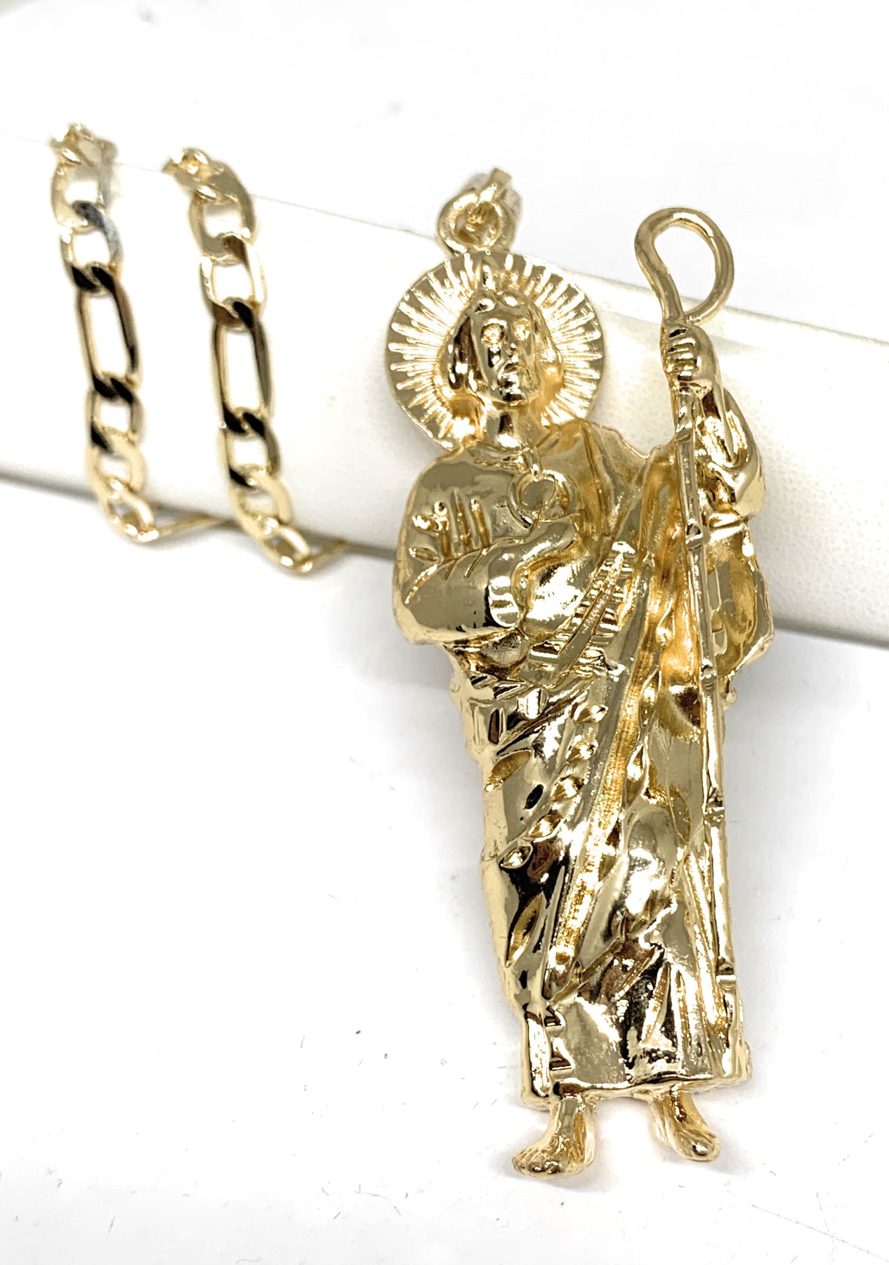 14k Tricolor Gold Plated St. Jude Necklace, Cadena de San Judas |  ashleyaccesorios