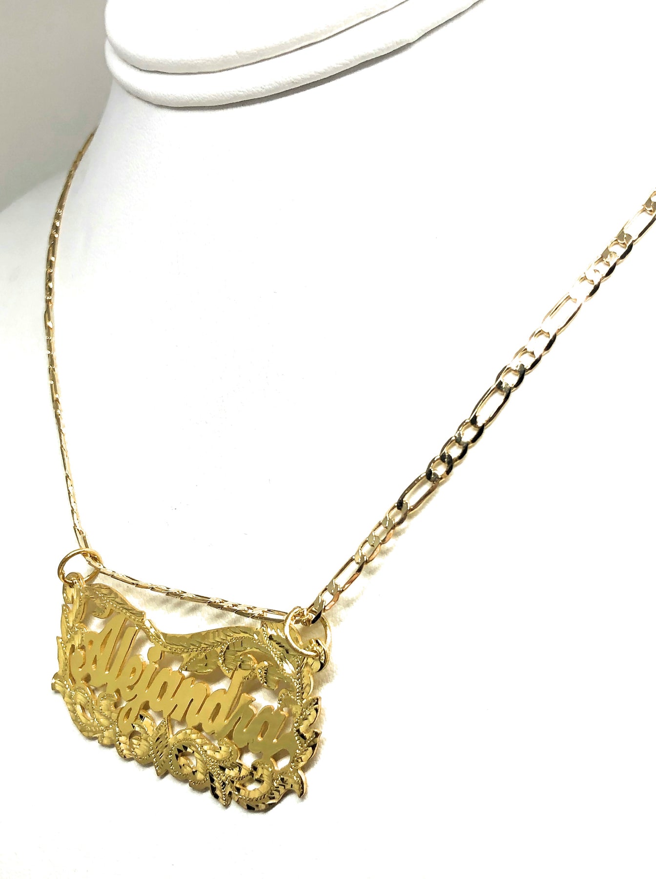 Gold Plated Silver CUSTOMIZED CURSIVE ELEGANT Nameplate Necklace With ...